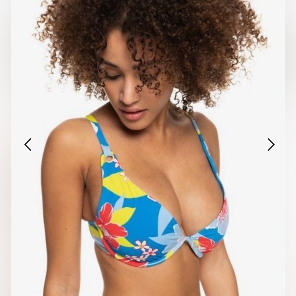 ROXY She Just Shines Separate Underwired D-Cup Bikini Top - Floral/ Blue, Size M - Picture 3 of 13